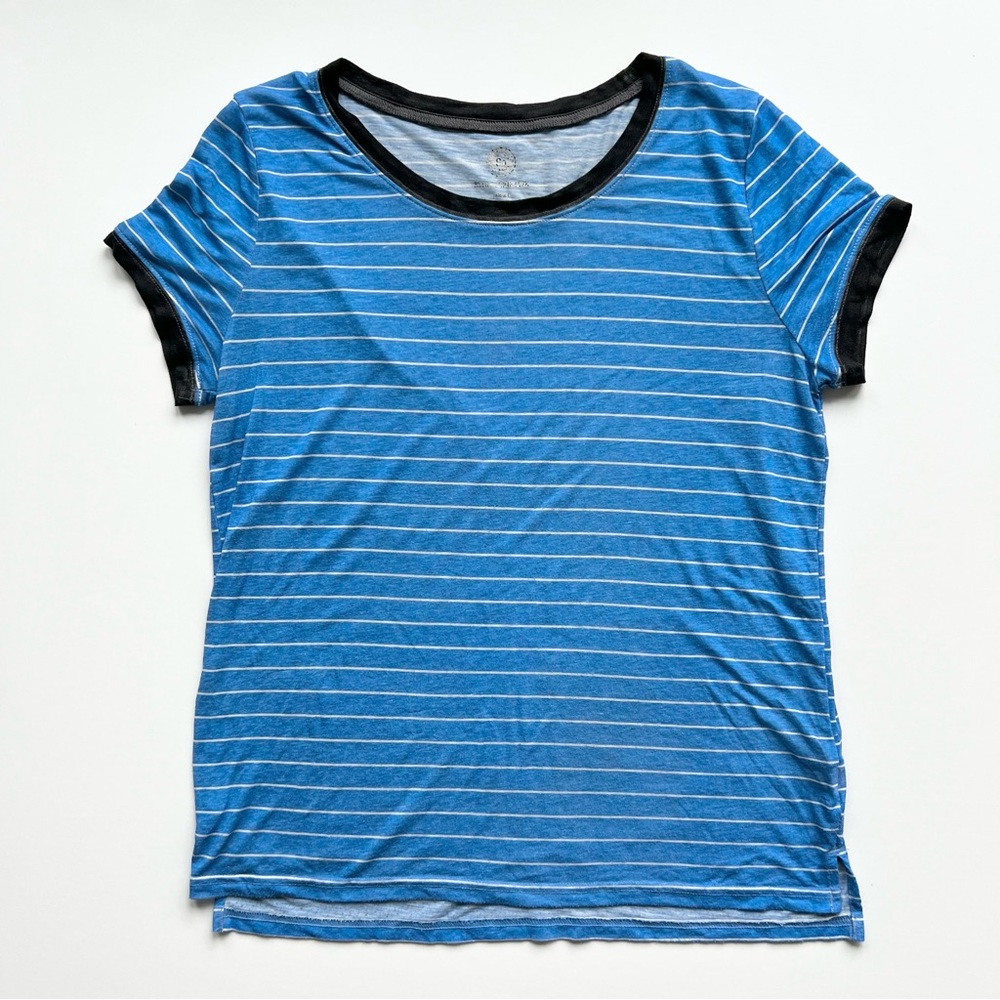 SO Blue Striped Ringer T-Shirt, Medium